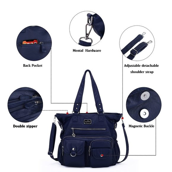 Blue PU Leather Versatile Hobo Bag - Picture 5 of 7